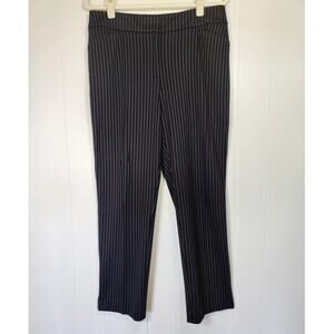 Chico’s Black Pinstripe Lyocell High Rise Crop Pants Size 1 M 8-10 Quiet Luxury